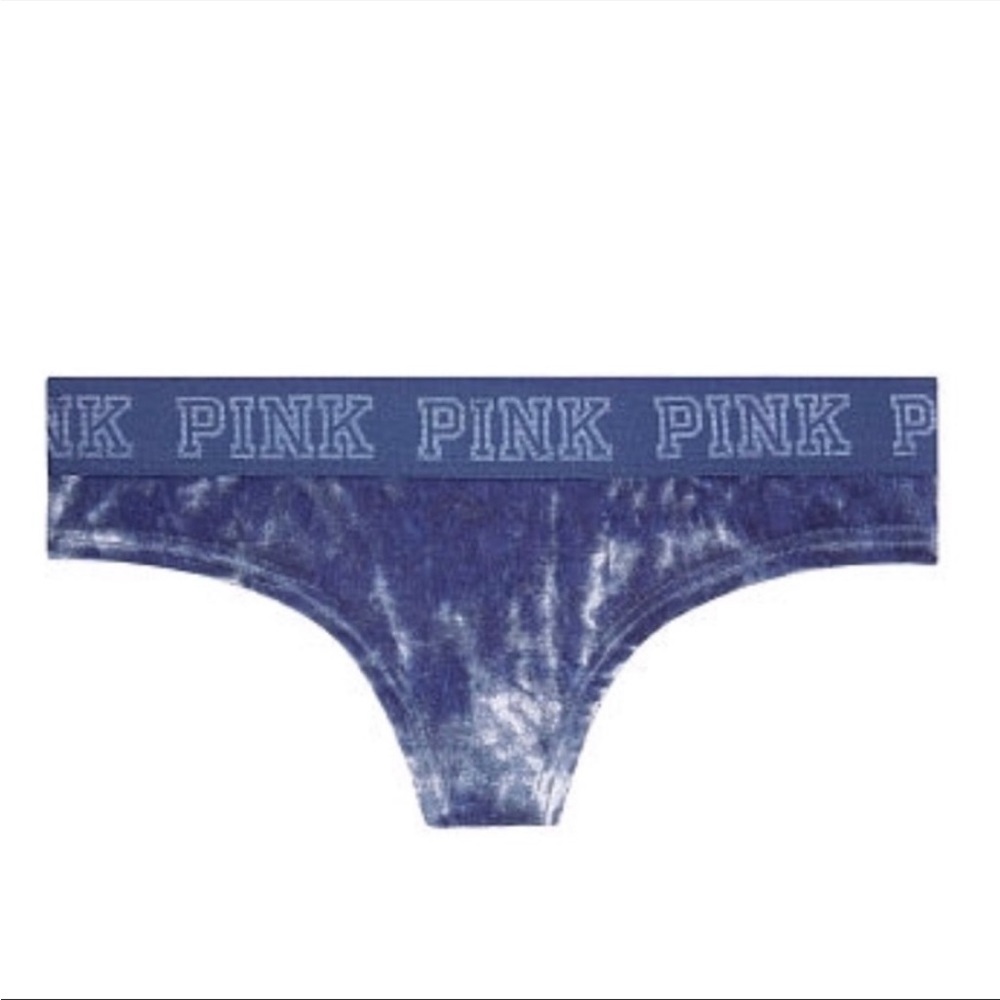 New Victoria’s Secret PINK Logo Velvet Thong - XSmall